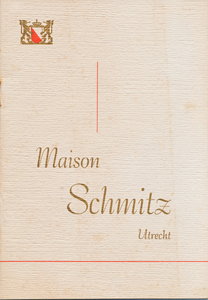 712034 Brochure van Maison Schmitz Utrecht, [Lunch en Tearoom, Dejeuners, Diners en Soupers], Nieuwe Gracht 49 te ...